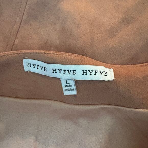 HYFVE Scalloped Edge Mini Skirt Dusty Rose Snap Front Casual - L - Picture 5 of 5